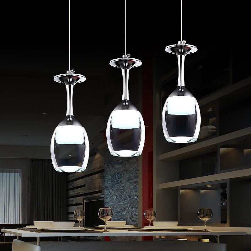 LEDペンダントライト ワイングラス照明 天井照明 照明器具 方形 3灯