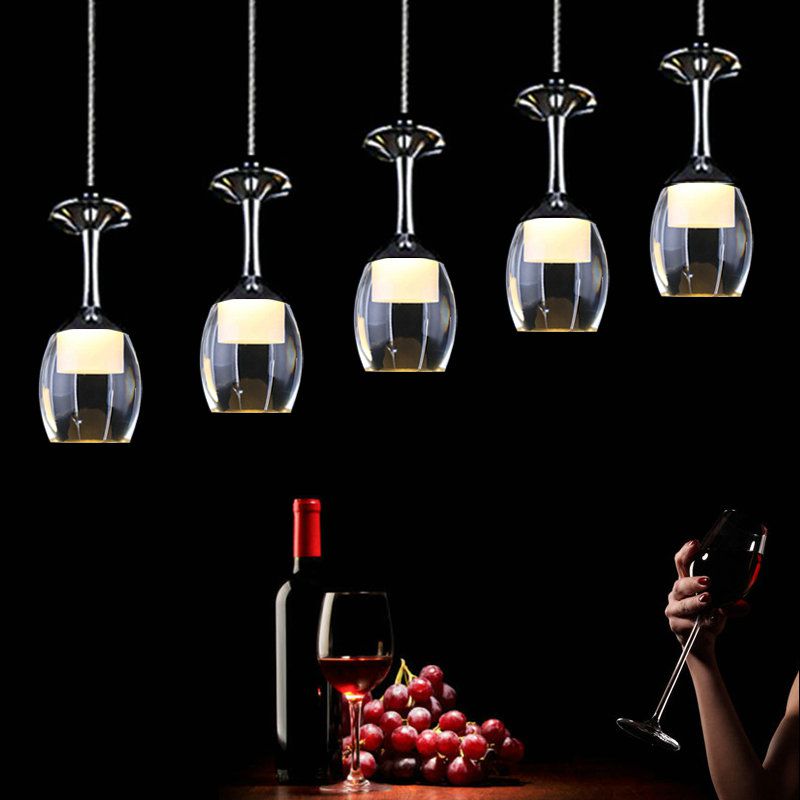 LEDペンダントライト ワイングラス照明 天井照明 照明器具 方形 3灯