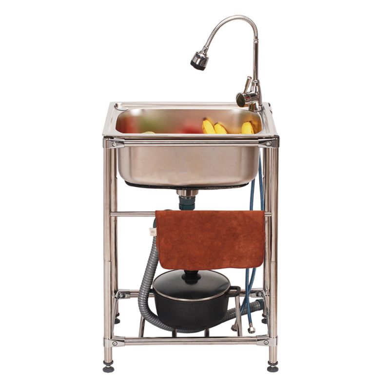 屋外専用シンク 簡易流し台 ガーデンシンク ステンレス製 ホルダー付