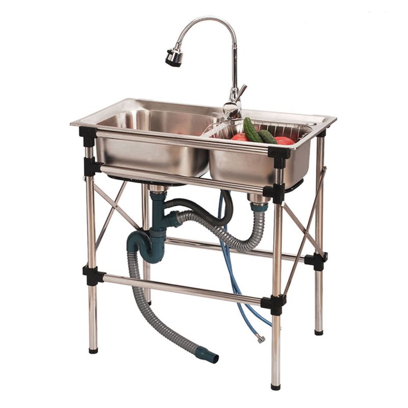 屋外シンク ガーデンシンク 68 39cm 簡易流し台 ステンレス製 ホルダー付 移動式 取付