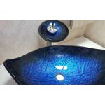 洗面ボウル＆蛇口セット 強化ガラス製洗面台 洗面器 手洗器 手洗い鉢