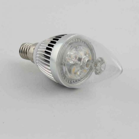 LEDシャンデリア電球 口金E12 電球色･昼光色 270LM 3W AC85-265V 銀色 4個入り