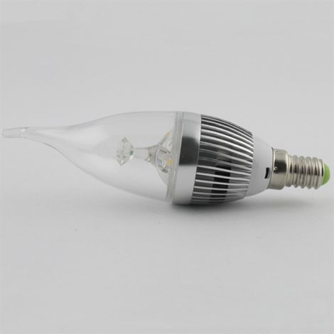 LEDシャンデリア電球 口金E12 電球色･昼光色 3W 270LM AC85-265V 銀色 キャンドル型 12個入り