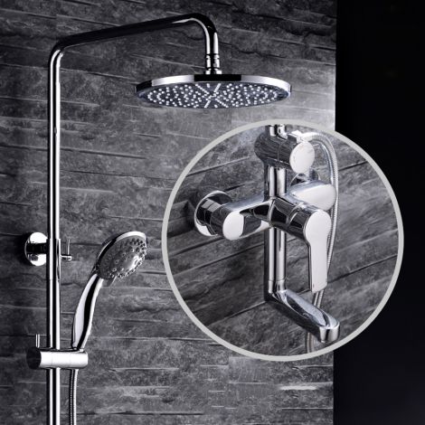 浴室シャワー水栓 レインシャワーシステム シャワーバー ヘッドシャワー+ハンドシャワー+蛇口 バス水栓 FTTB039