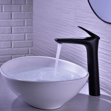 洗面蛇口 バス水栓 水道蛇口 冷熱混合栓 立水栓 4色 シンプル H28cm