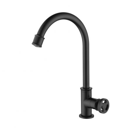 キッチン水栓 手洗い器蛇口 台所蛇口 回転可能 単水栓 工業風 黒色