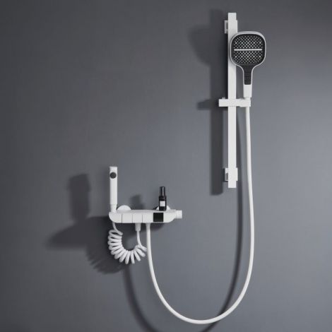 壁付シャワー水栓 浴槽蛇口 ハンドシャワー お風呂用水栓 スプレーガン付 スライドバー付 2色