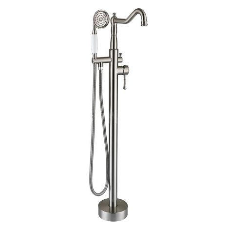 床置きシャワー水栓 床立ち上げ式浴槽蛇口 冷熱混合栓 ハンドシャワー付 4色