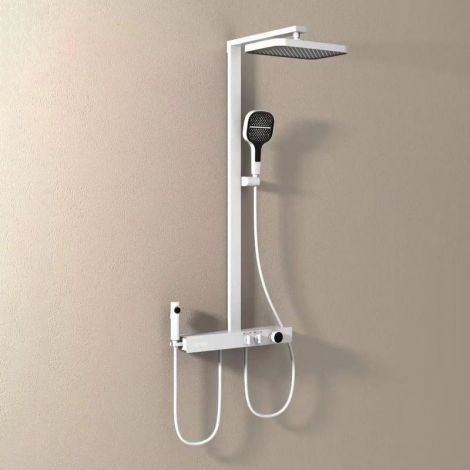 シャワー水栓 シャワーシステム ヘッドシャワー+ハンドシャワー+蛇口 LED表示器付き スプレーガン付 3色