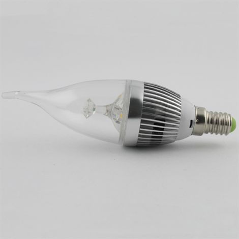 LEDシャンデリア電球 電球色･昼光色 270LM 3W E12 AC85-265V 銀色 キャンドル型