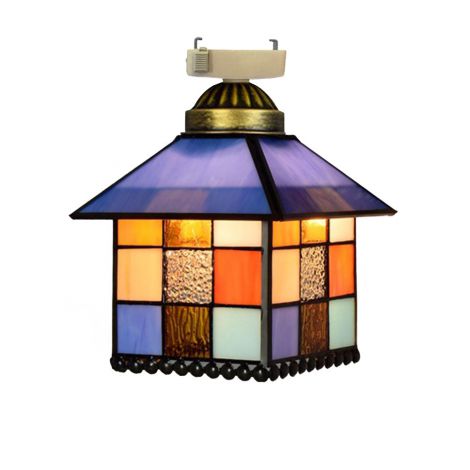 シーリングライト ステンドグラスランプ 珈琲屋照明 リビング 小屋型 簡単取付 D20cm 1灯
