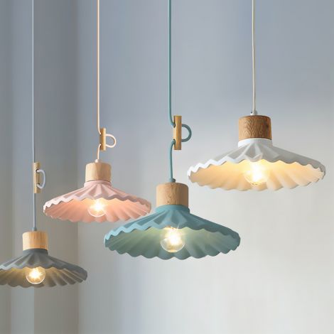 ペンダントライト リビング ダイニング 玄関 店舗 天井照明 プリーツスカート型 マカロン 4色
