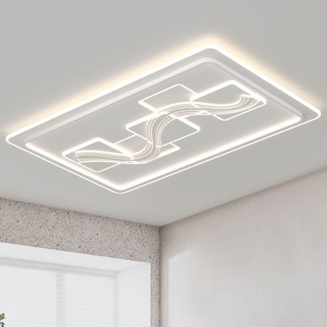 LEDシーリングライト リビング照明 居間照明 天井ランプ 3段階調色 リボン形 長方形 シンプル