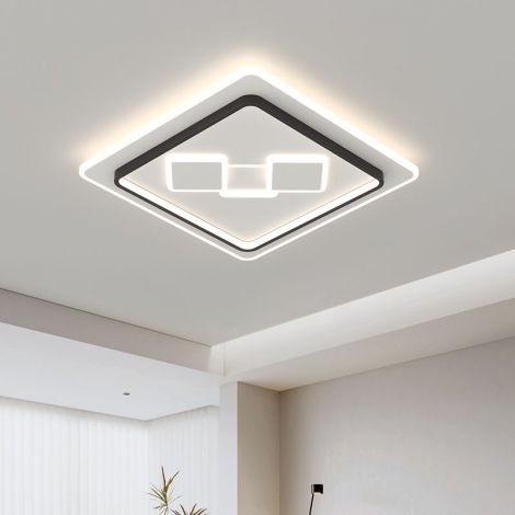 LEDシーリングライト 天井照明 居間照明 寝室ライト 店舗 3段階調色 正方形 幾何 オシャレ