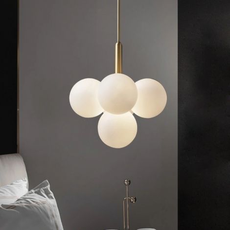 ペンダントライト ダイニング照明 居間 店舗 魔豆型 ガラス オシャレ 金 5灯