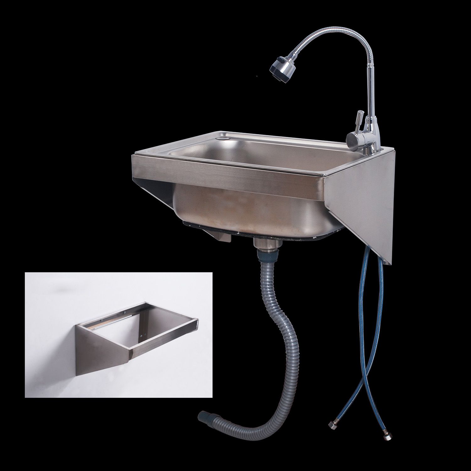 屋外専用シンク 壁付シンク 簡易流し台 ガーデンシンク ステンレス製 ホルダー付 壁掛け式 S5238 蛇口なし 屋外専用シンク 壁付シンク 簡易流し台 ガーデンシンク ステンレス製 ホルダー付 壁掛け式 S5238 蛇口なし