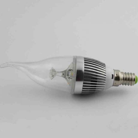 LEDシャンデリア電球 口金E12 電球色･昼光色 3W 270LM AC85-265V 銀色 キャンドル型 4個入り