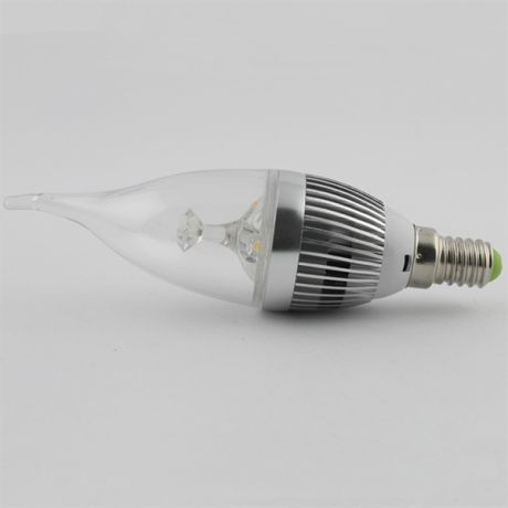 LEDシャンデリア電球 電球色･昼光色 3W E12 270LM AC85-265V 銀色 キャンドル型 12個入り