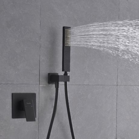 浴室シャワー水栓 バス蛇口 ハンドシャワー 冷熱混合栓 水栓金具 風呂用 黒色