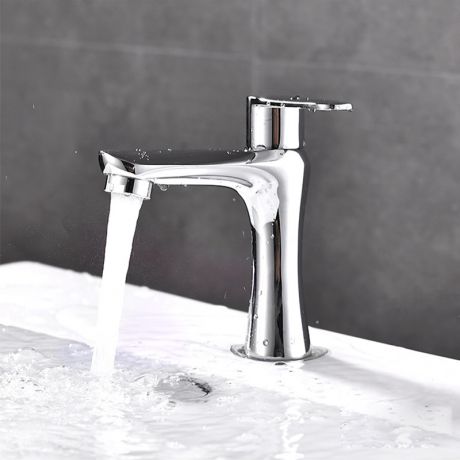 洗面蛇口 水道蛇口 バス水栓 単水栓 真鍮 コンパクト クロム H13cm