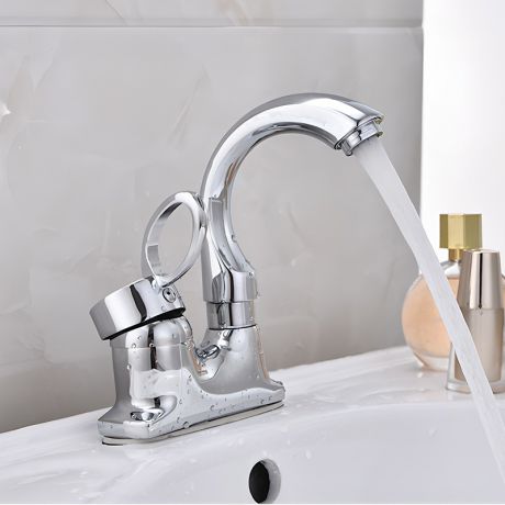 洗面蛇口 バス水栓 冷熱混合栓 コンビネーション栓 水道蛇口 360°回転 クロム H175mm