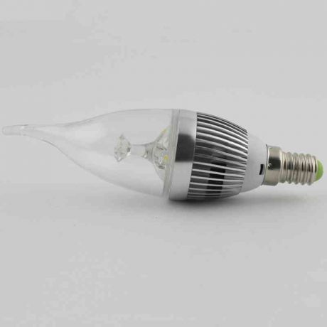 LEDシャンデリア電球 口金E12 電球色･昼光色 3W 270LM AC85-265V 銀色 キャンドル型 15個入り