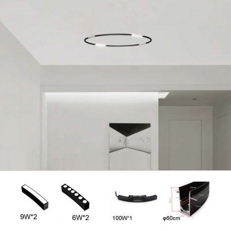 LEDダクトレール照明 マグネットランプ 磁気灯 店舗照明 トラックライト 埋込み型 φ60cm