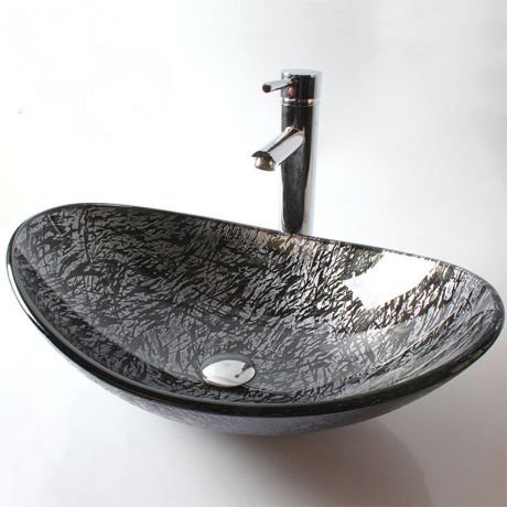 洗面ボール 手洗い鉢 洗面器 手洗器 洗面ボウル 洗面台 ガラス 排水金具付 楕円型 HAM016